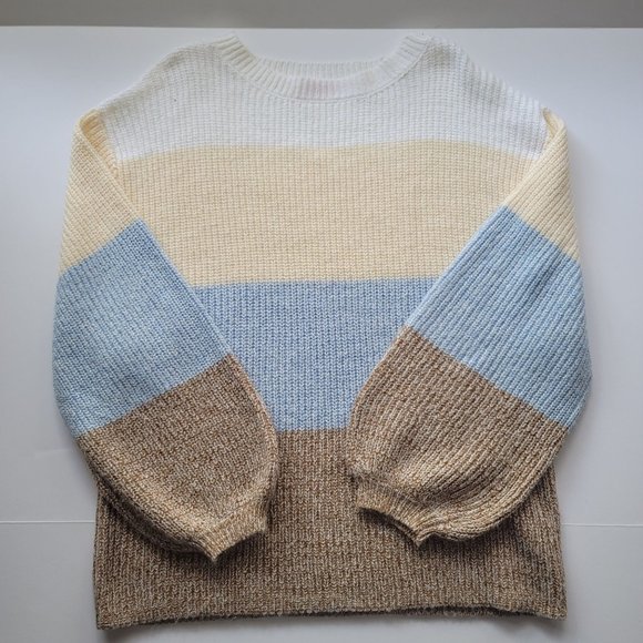 Pink Lily Sweater Women's Small Chunky Striped Knit Long Sleeve - Picture 1 of 4